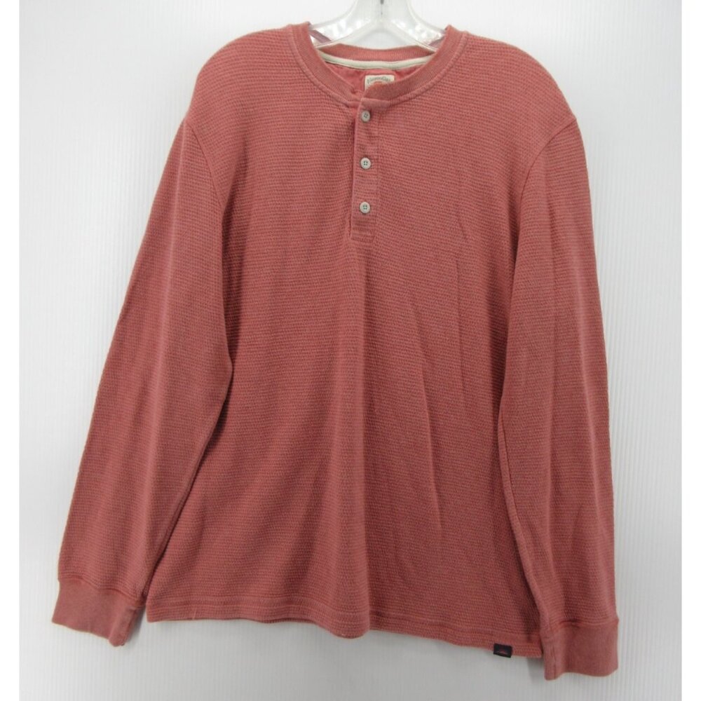 Faherty Sweater Large Henley Pullover Thermal Waffle Stretch Preppy